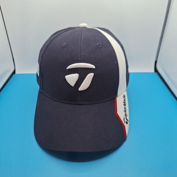 Taylormade Golf Hat Strapback Adjustable Dad Cap Navy Blue Embroidered Cotton - Picture 1 of 8